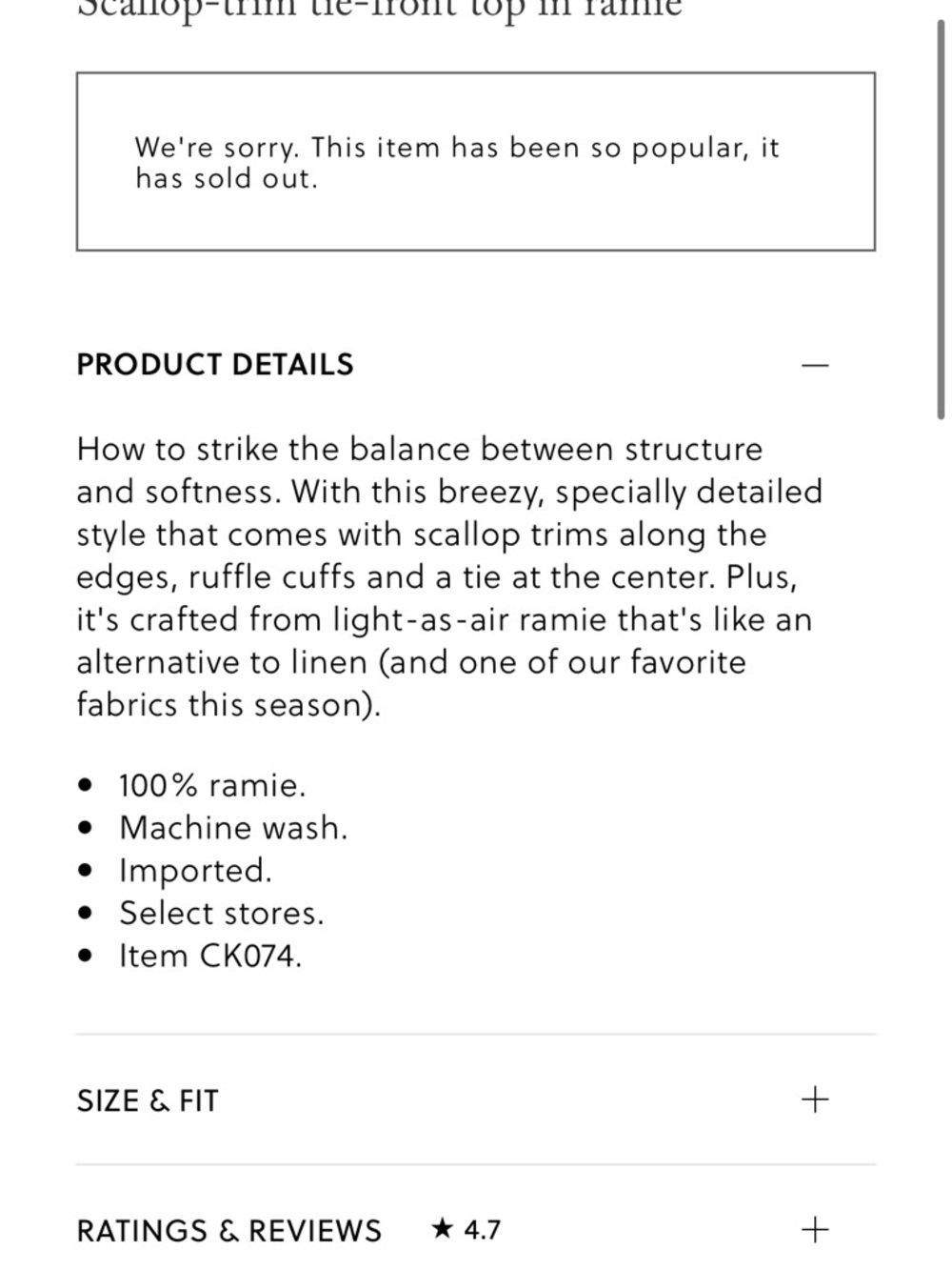 J. Crew Scallop-trim tie-front top in ramie XS - Picture 2 of 2